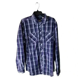michael brandon dress shirts Michael Brandon Shirt Mens Small Navy Stretch Button Down Long Sleeve Geometric